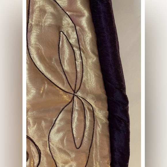 Santa’s Best Tree Skirt Gold Satin Purple Velvet Trim - Picture 6 of 16